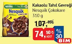 NESTLE NESQUİK ÇOKOKARE KAKAOLU TAHIL GEVREĞİ 310 G fiyat ve kampanya bilgisi